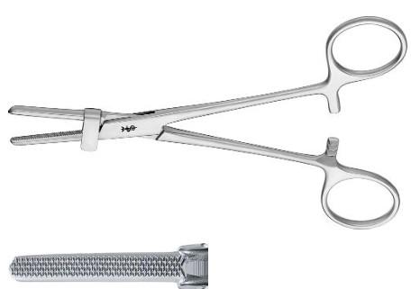 ЗАТИСКАЧ ДЛЯ ТРУБОК, ПРЯМИЙ, 150 ММ, ІЗ ЗАХИСТОМ, ЗУБЧАСТИЙ